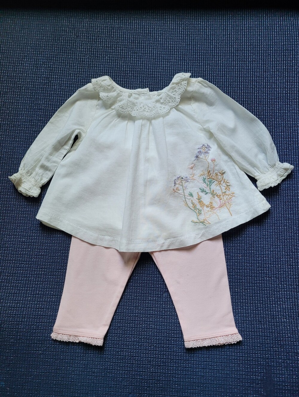 *next baby*Ivory Lace Collar Top with *baby GAP*Pink Leggings Set- 0-3 mth